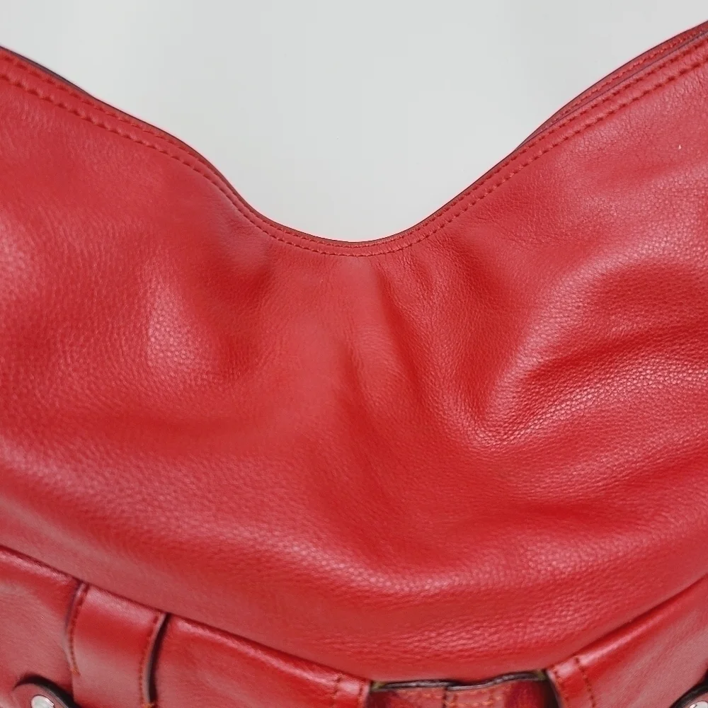 Polo Ralph Lauren | Women's Red Front Fold-Over Leather Hobo Bag (One Size)